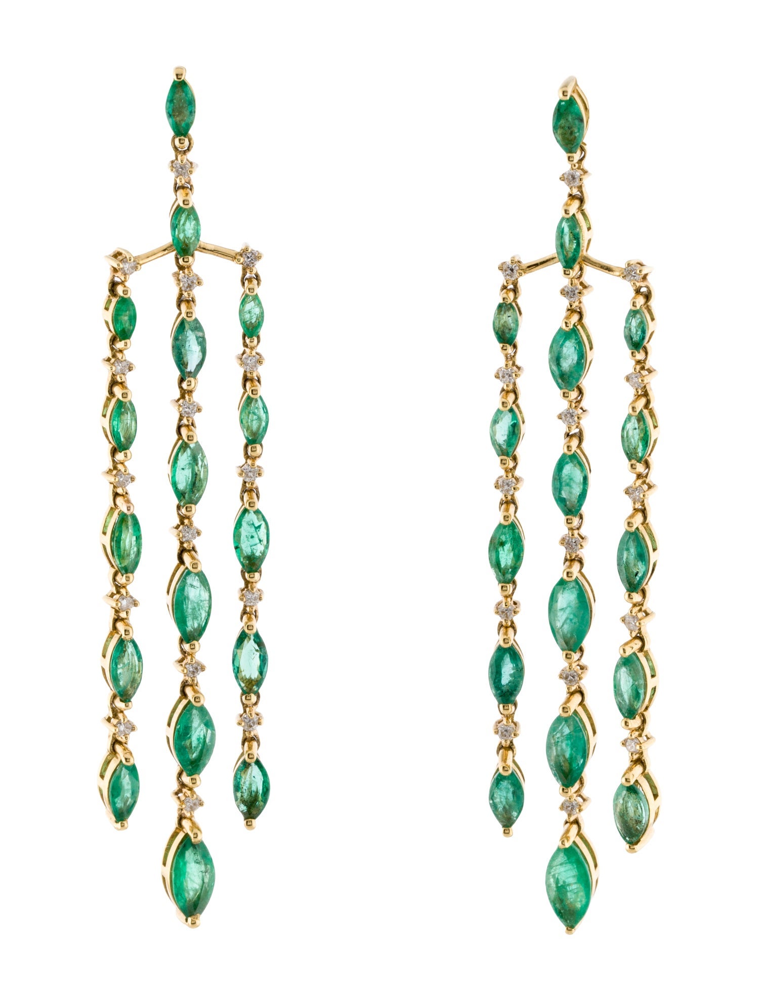 Earrings 18K 6.43ctw Emerald & Diamond Chandelier
