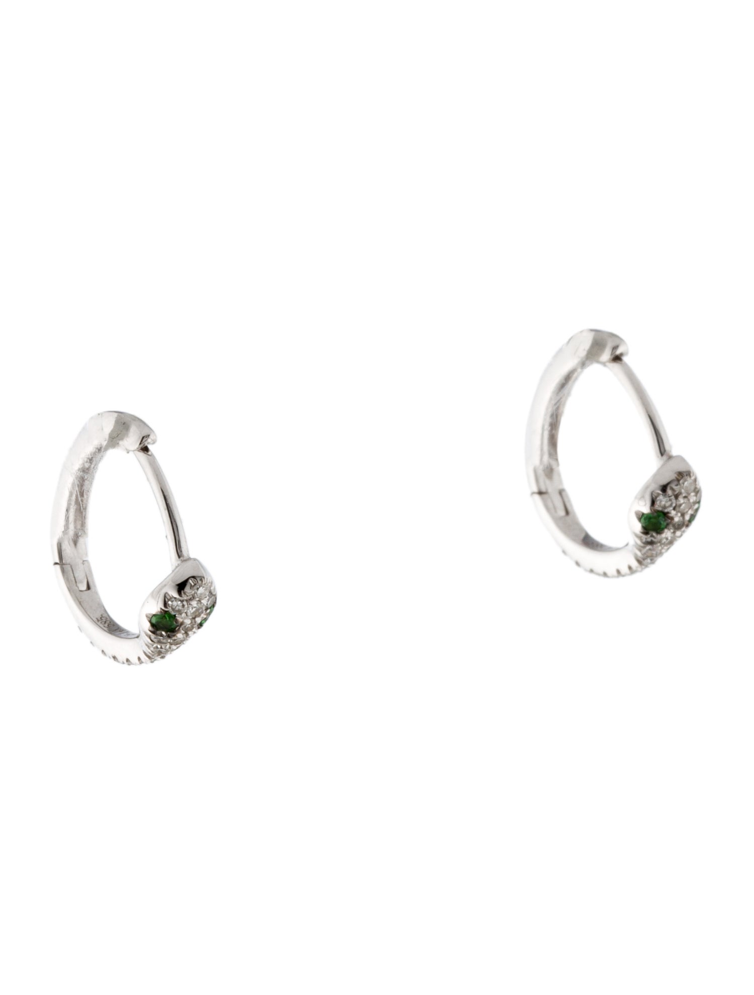 Earrings 14K Tsavorite & Diamond Snak Huggie