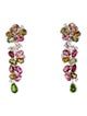 Earrings 14K 7.78ctw Tourmaline, Chrome Diopside & Diamond Drop Earrings