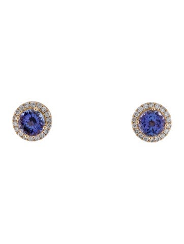 Earrings Stud 14K Tanzanite & Diamond