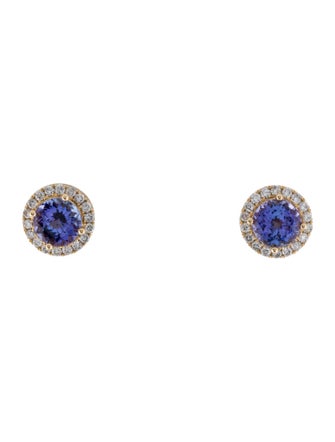 Earrings 14K Tanzanite & Diamond Stud Earrings