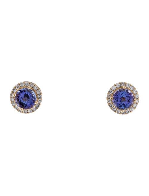 Earrings 14K Tanzanite & Diamond Stud Earrings