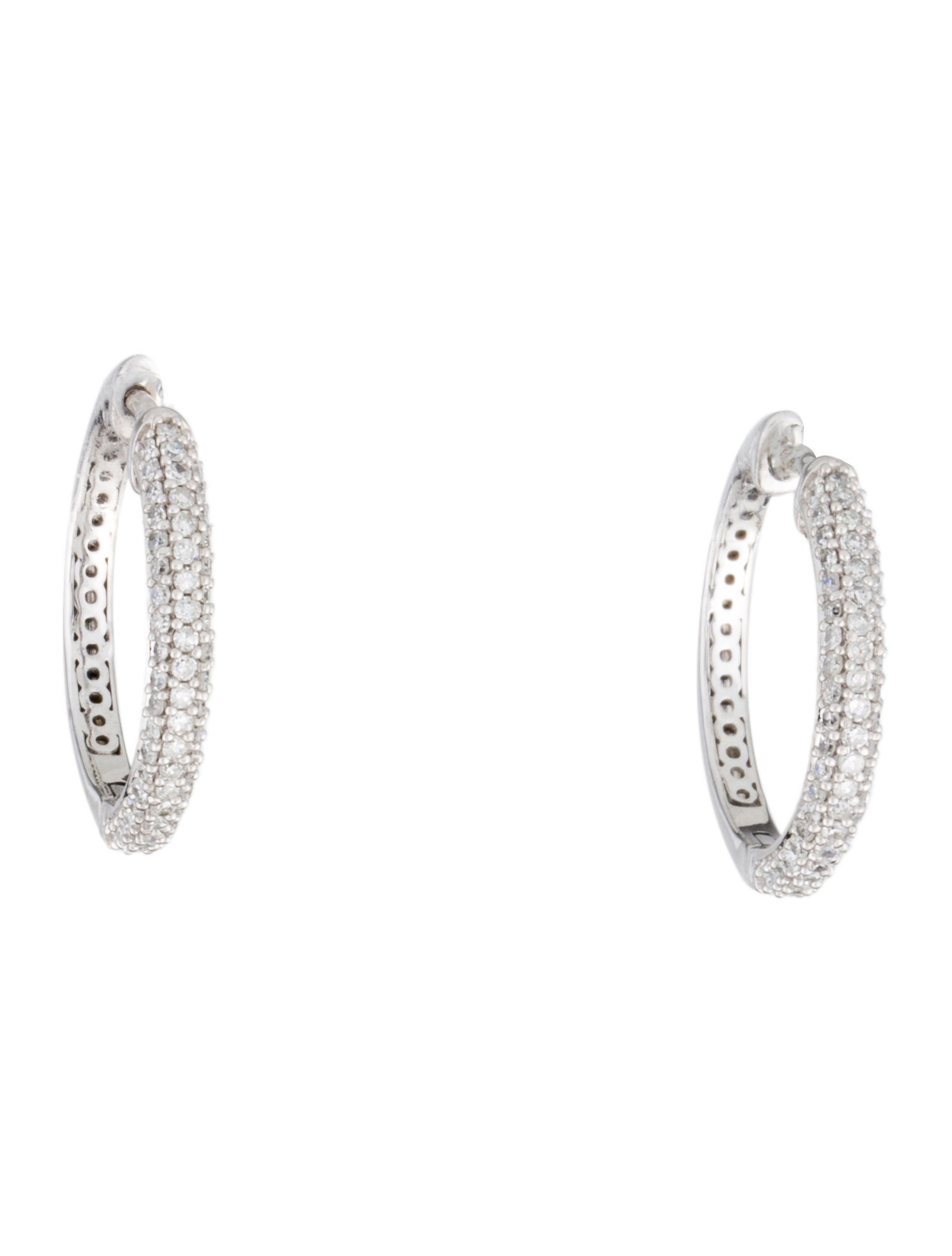 Earrings 14K Diamond Pave Set Hoop