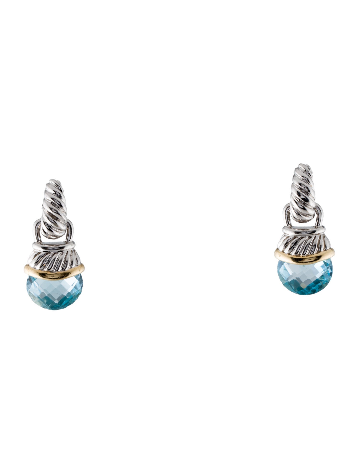 Earrings 14K Two-Tone Topaz Drop Earrings