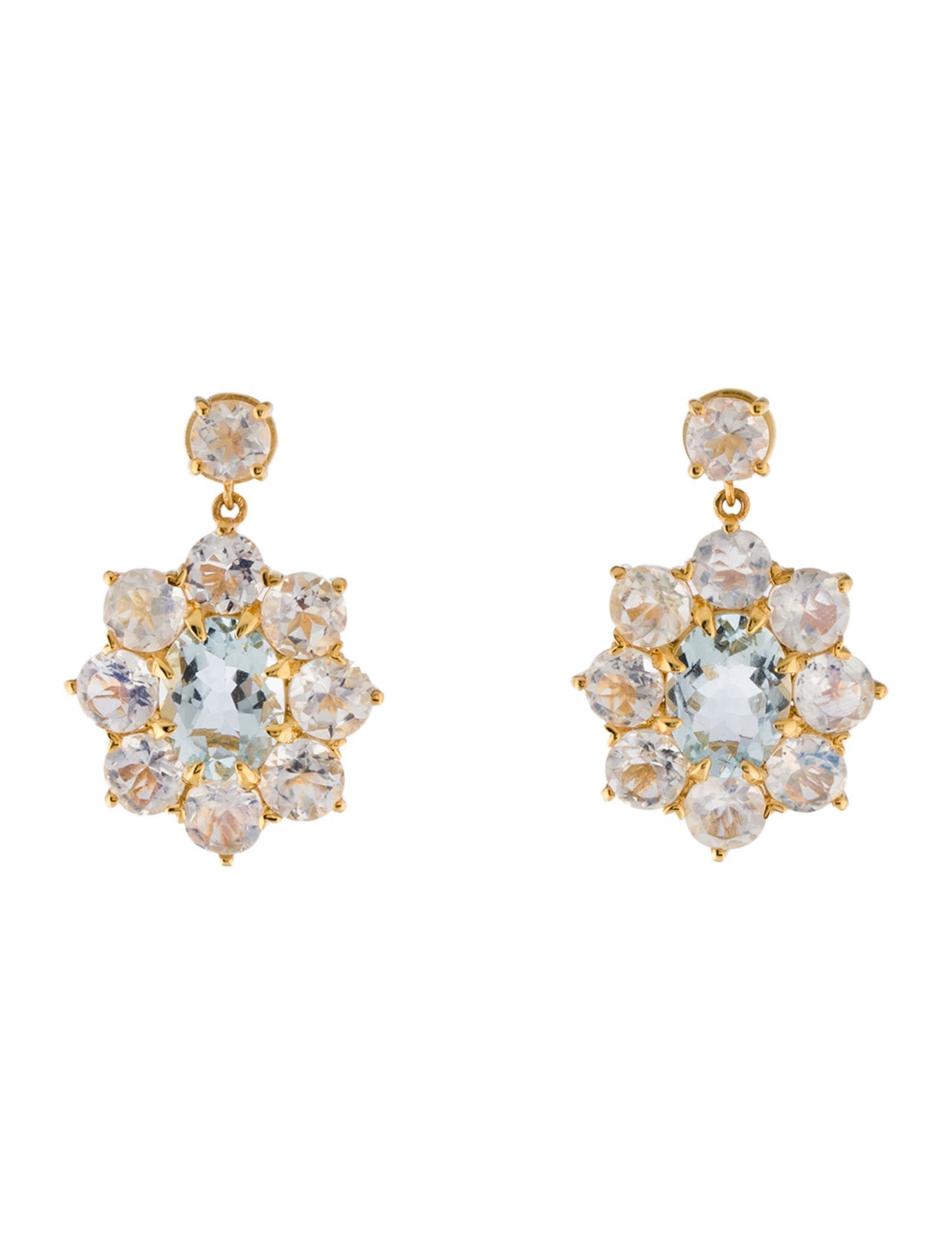 Earrings 14K Aquamarine & Moonstone Drop Earrings