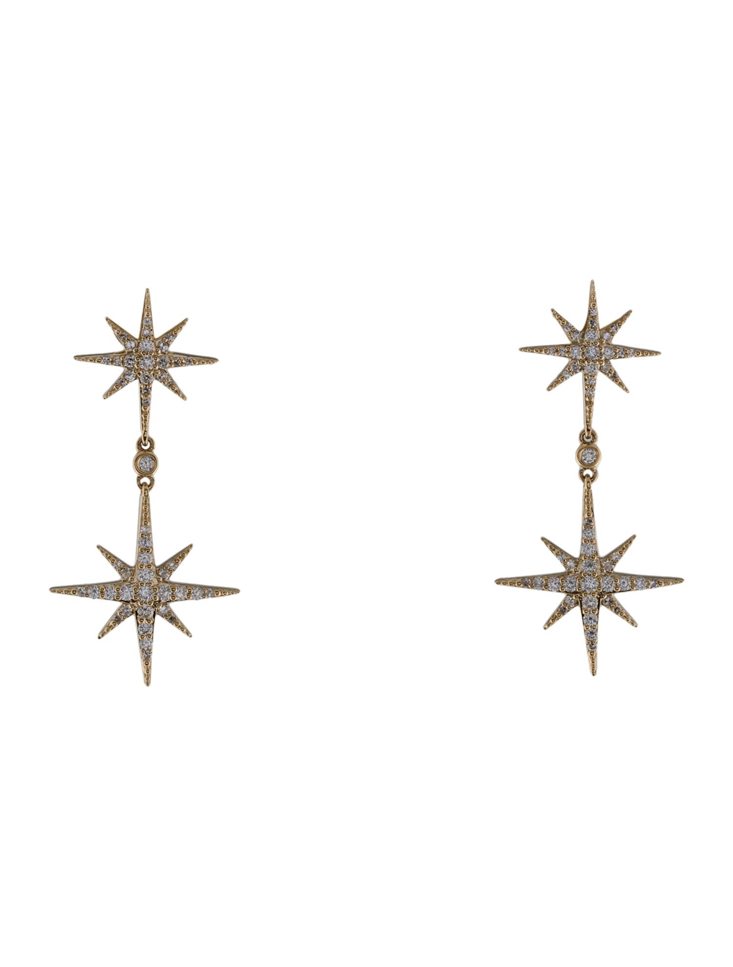 Earrings 14K Diamond Star Drop