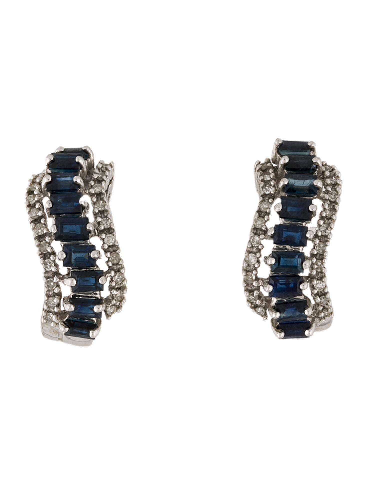 Earrings 14K Sapphire & Diamond Drop Earrings