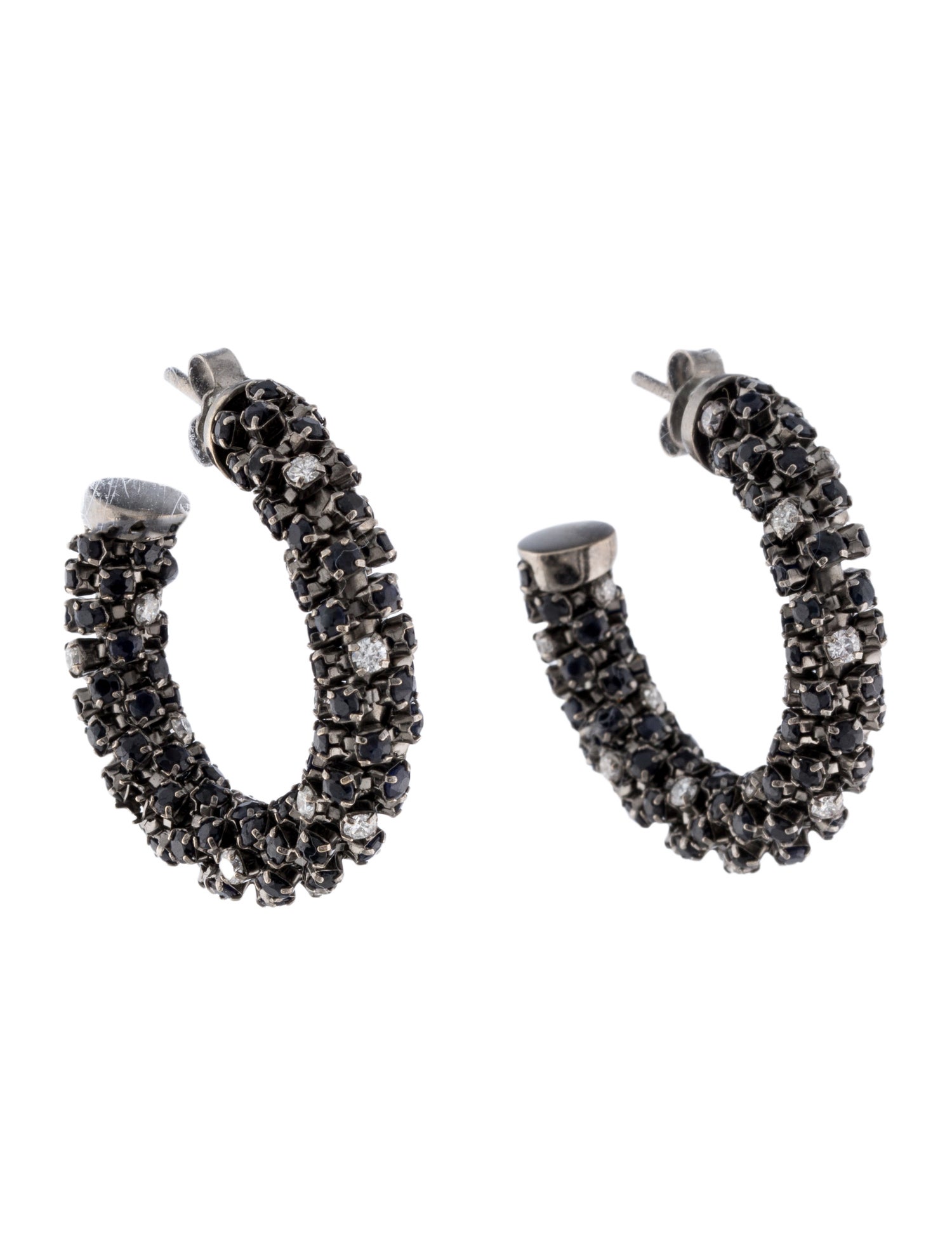 Earrings 14K 4.30ctw Sapphire & Diamond Hoop Earrings