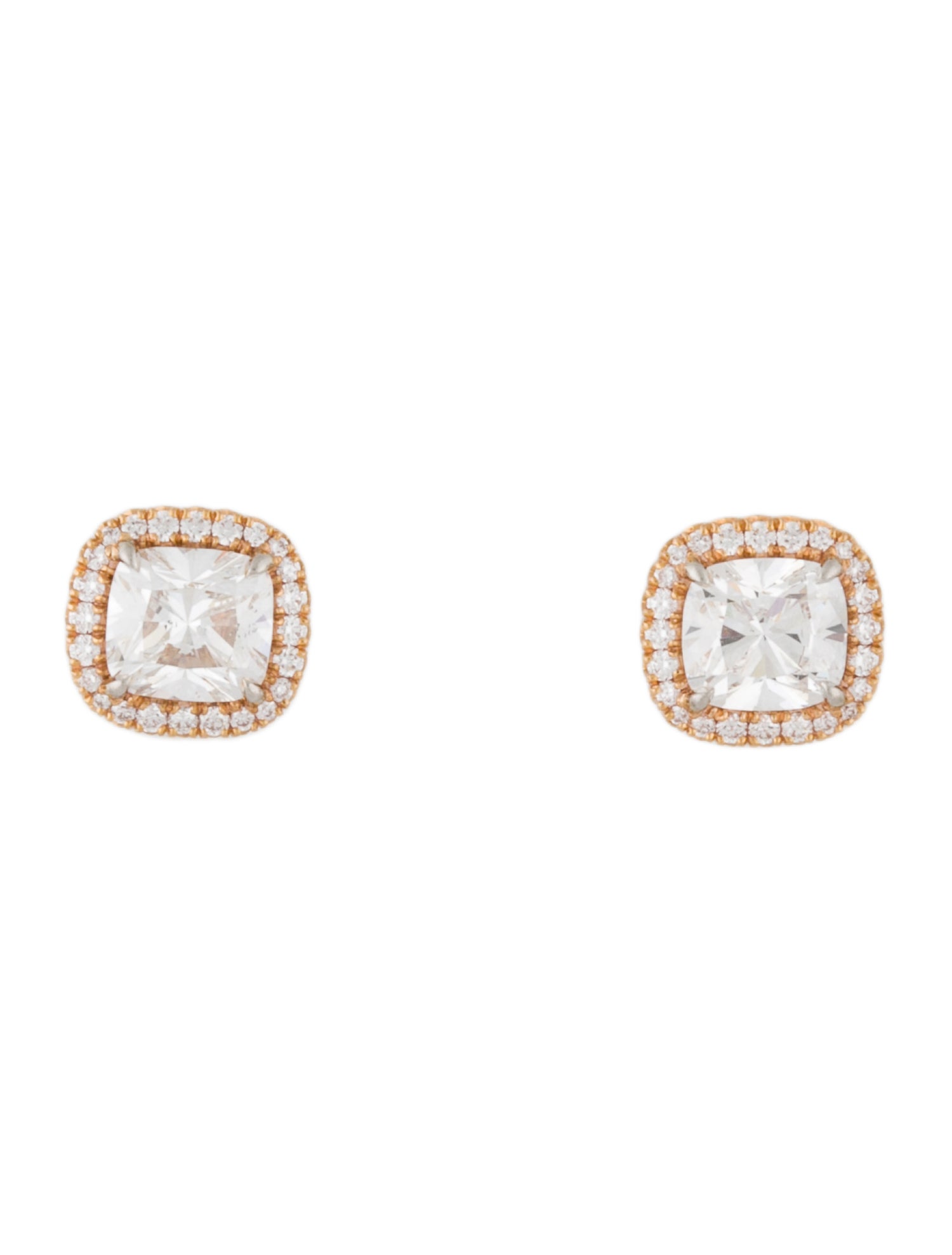 Earrings 18K 1.56ctw Diamond Halo Stud Earrings