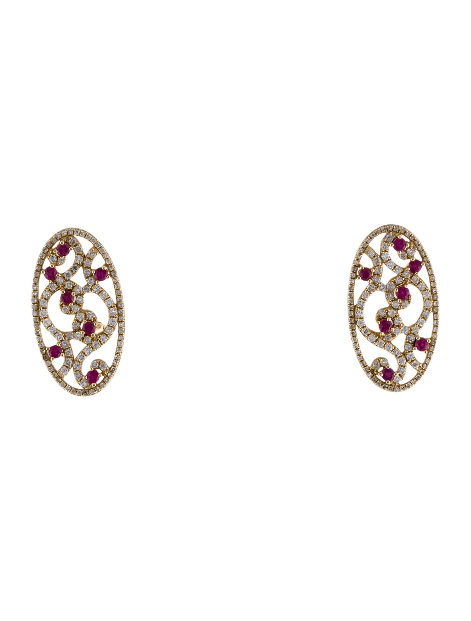 Earrings 14K Ruby & Diamond Earclip