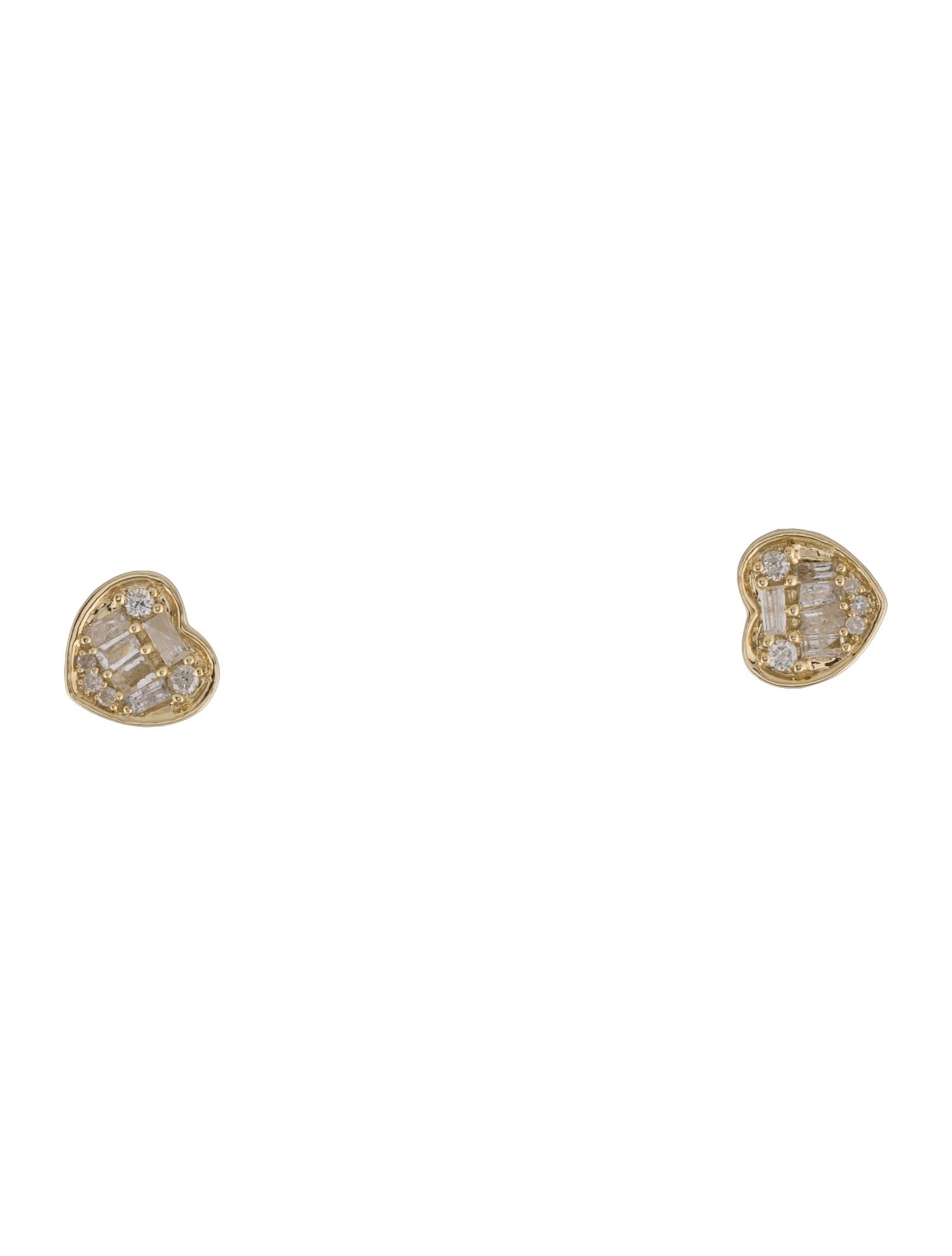 Earrings 14K Diamond Heart Stud Earrings