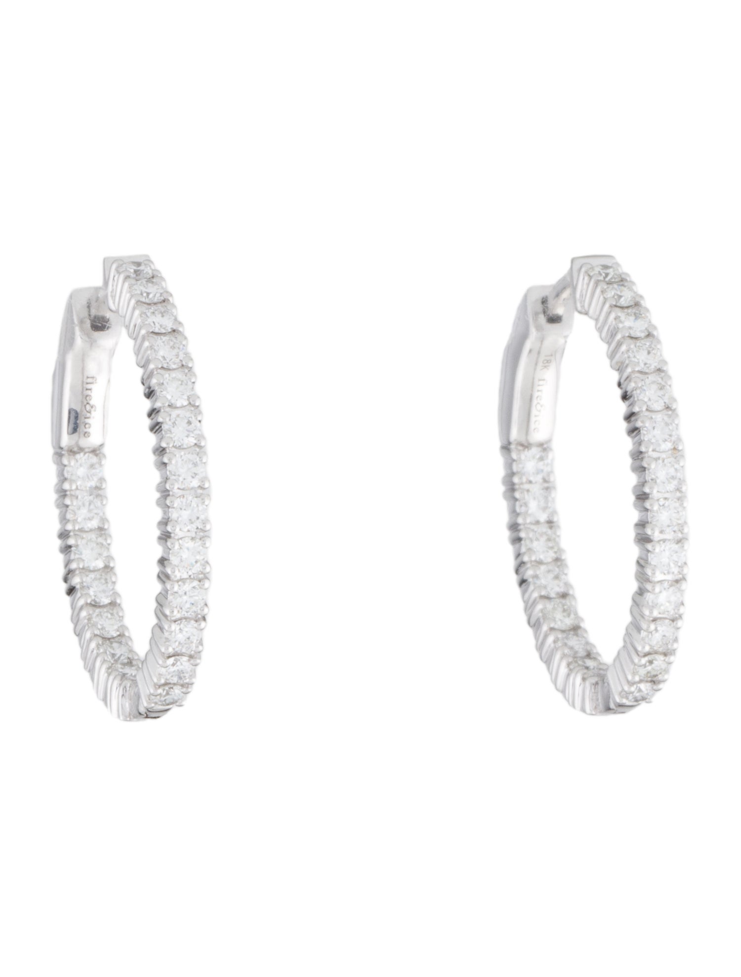 Earrings 18K 1.25ctw Diamond Inside-Out Oval Hinged Hoop Earrings