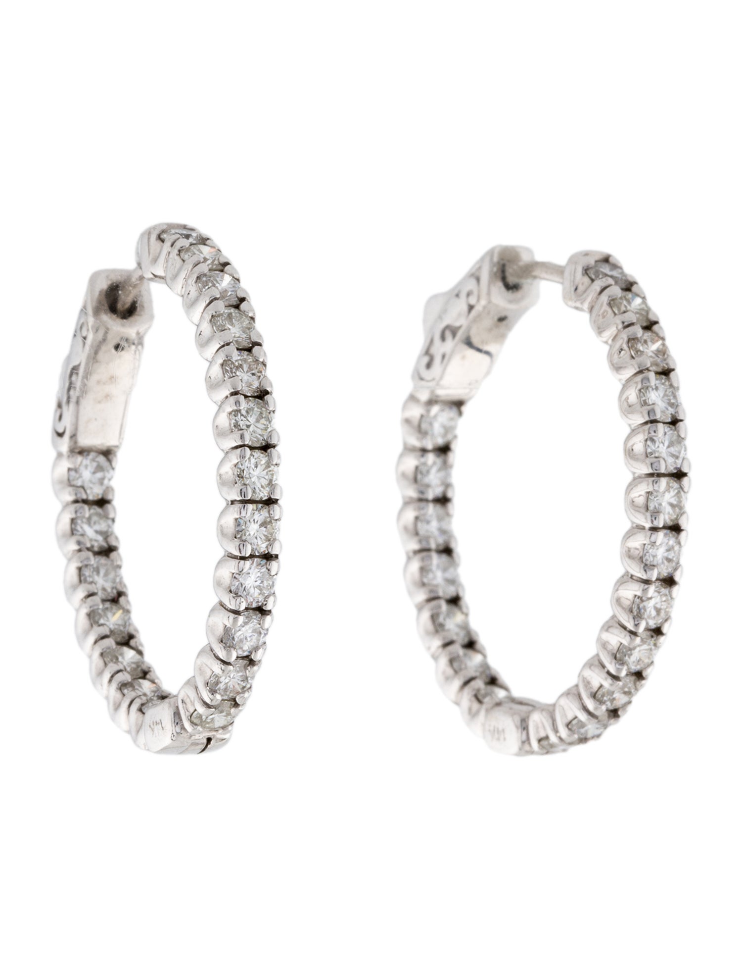 Earrings 14K 2.66ctw Diamond Inside-Outside Hoop