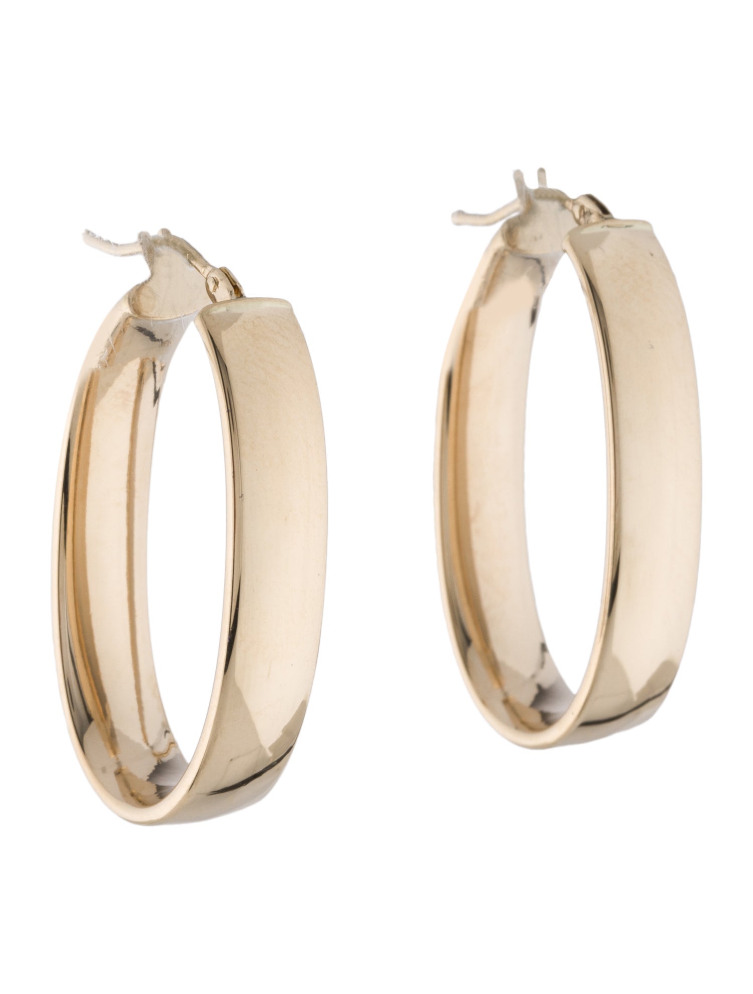 Earrings 14K Hollow Oval Hoop Earrings