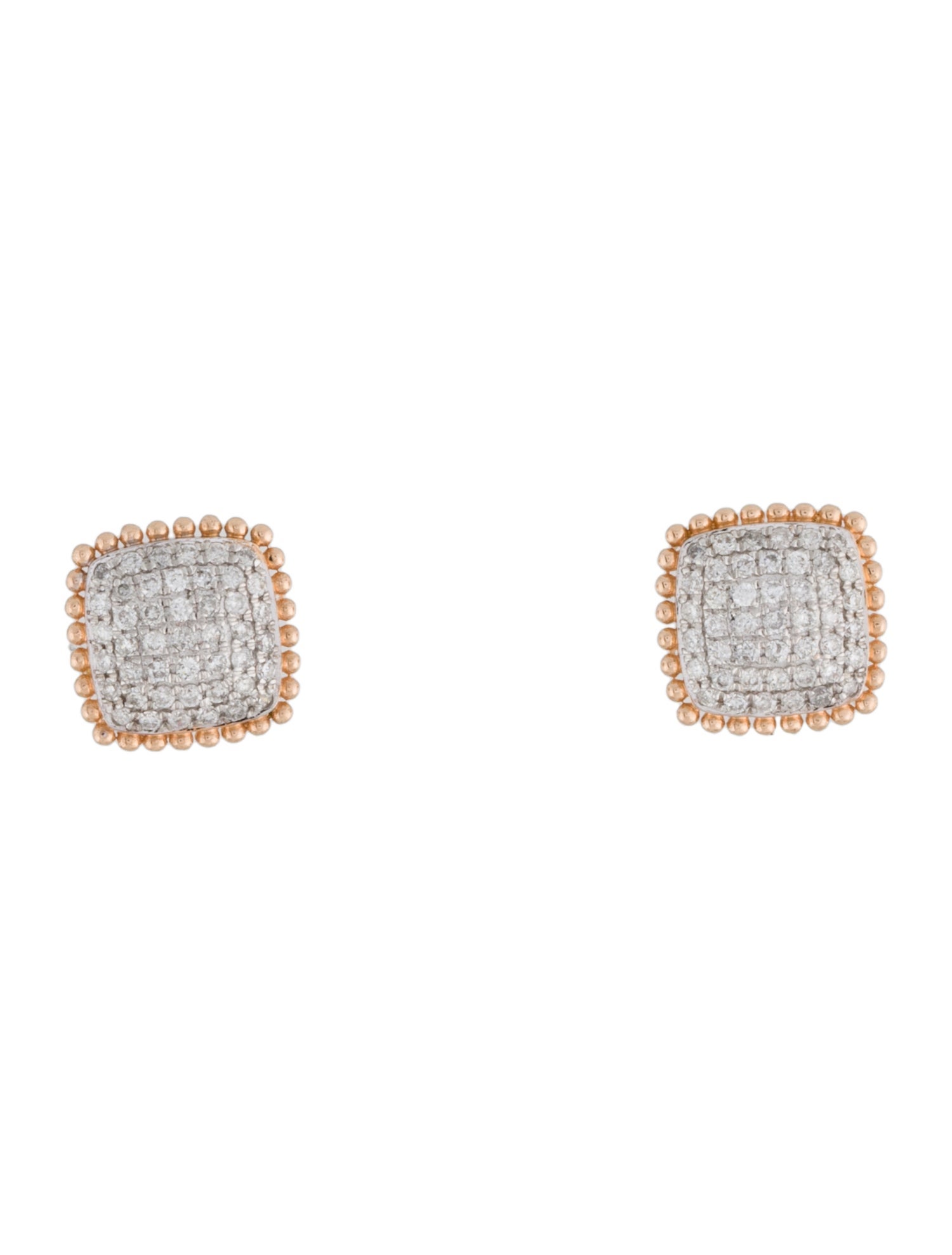Earrings 14K Diamond Cluster Square Stud Earrings