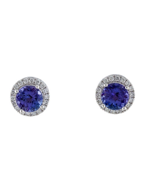 Earrings 14K Tanzanite & Diamond Stud Earrings