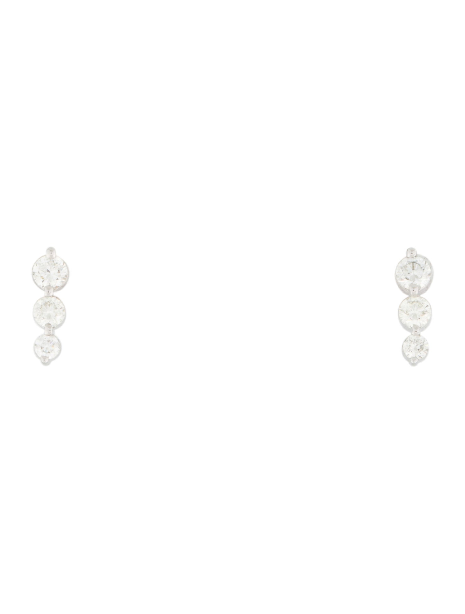 Earrings 14K Diamond Three Stone Stud