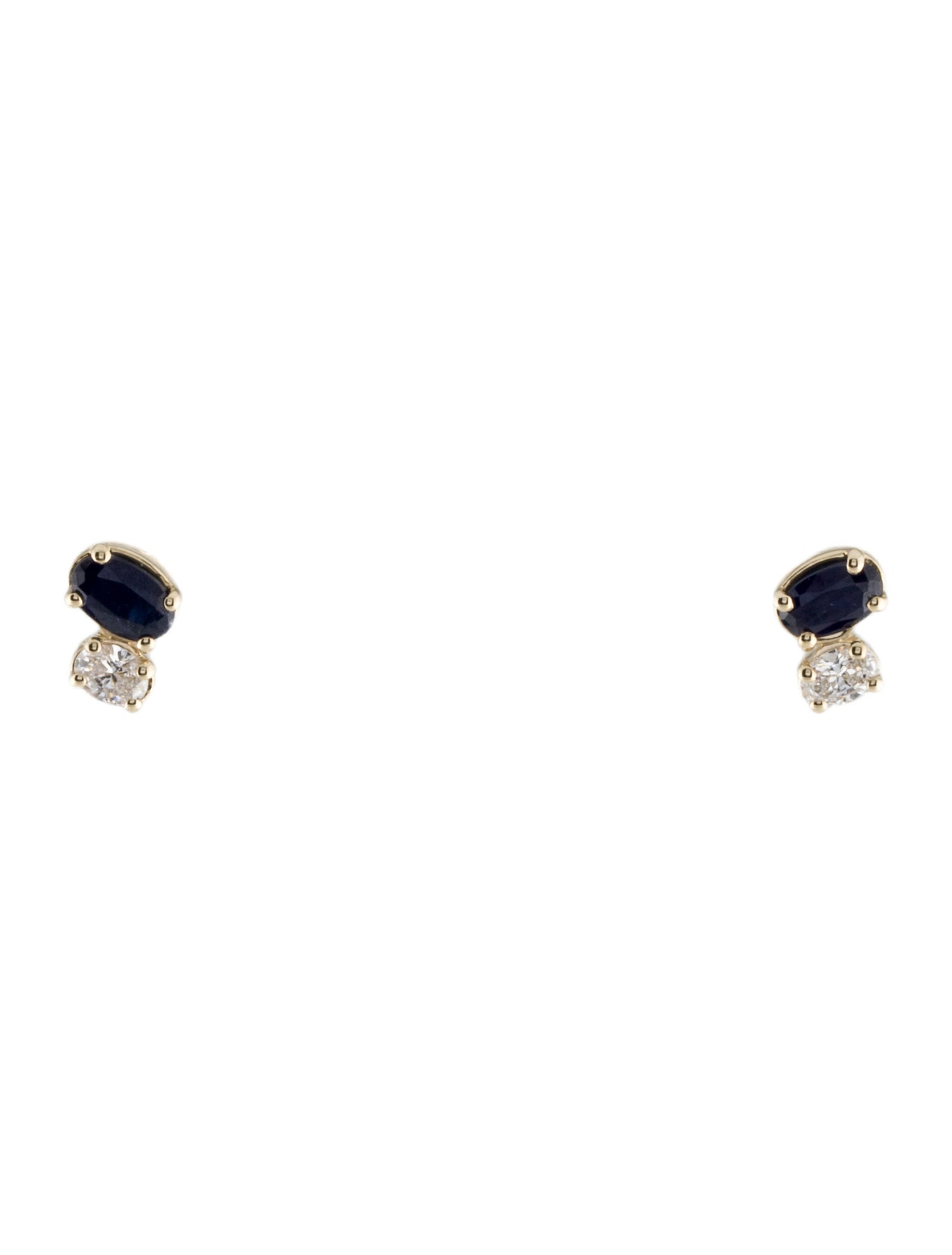 Earrings 14K Sapphire & Diamond Stud Earrings