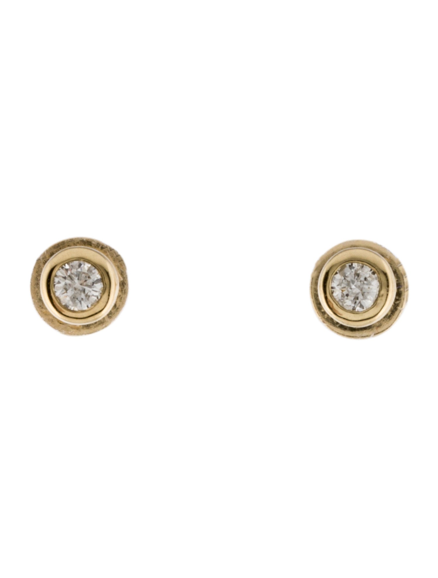 Earrings 14K Diamond Bezel Set Stud