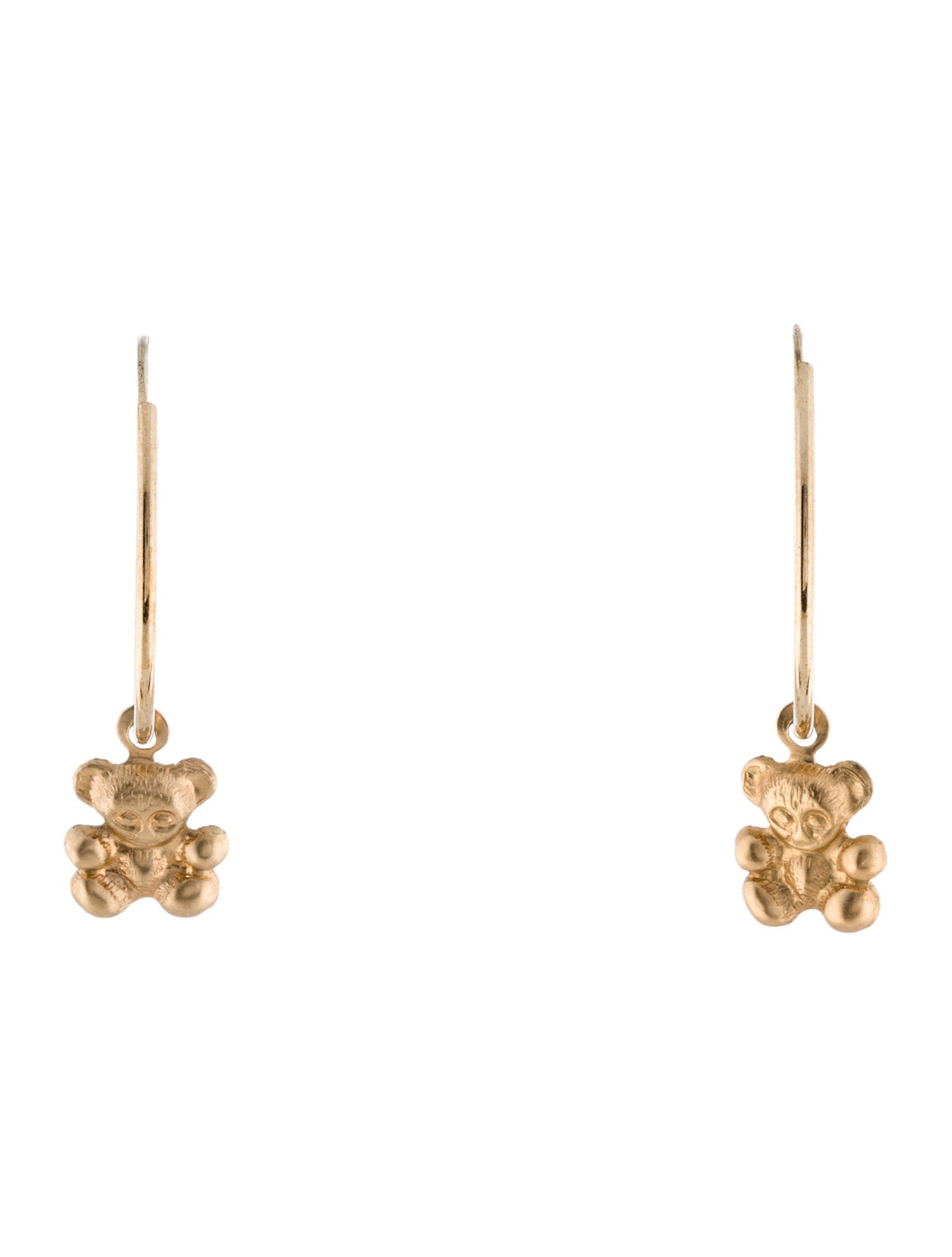 Earrings 14K Teddy Bear Drop Earrings