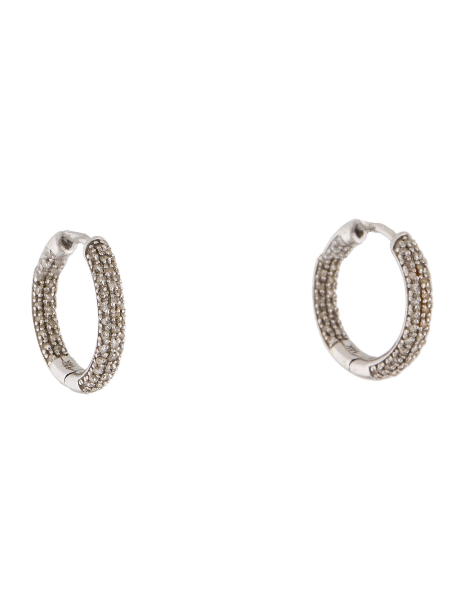 Earrings 14K Diamond Inside Outside Hoop Earrings