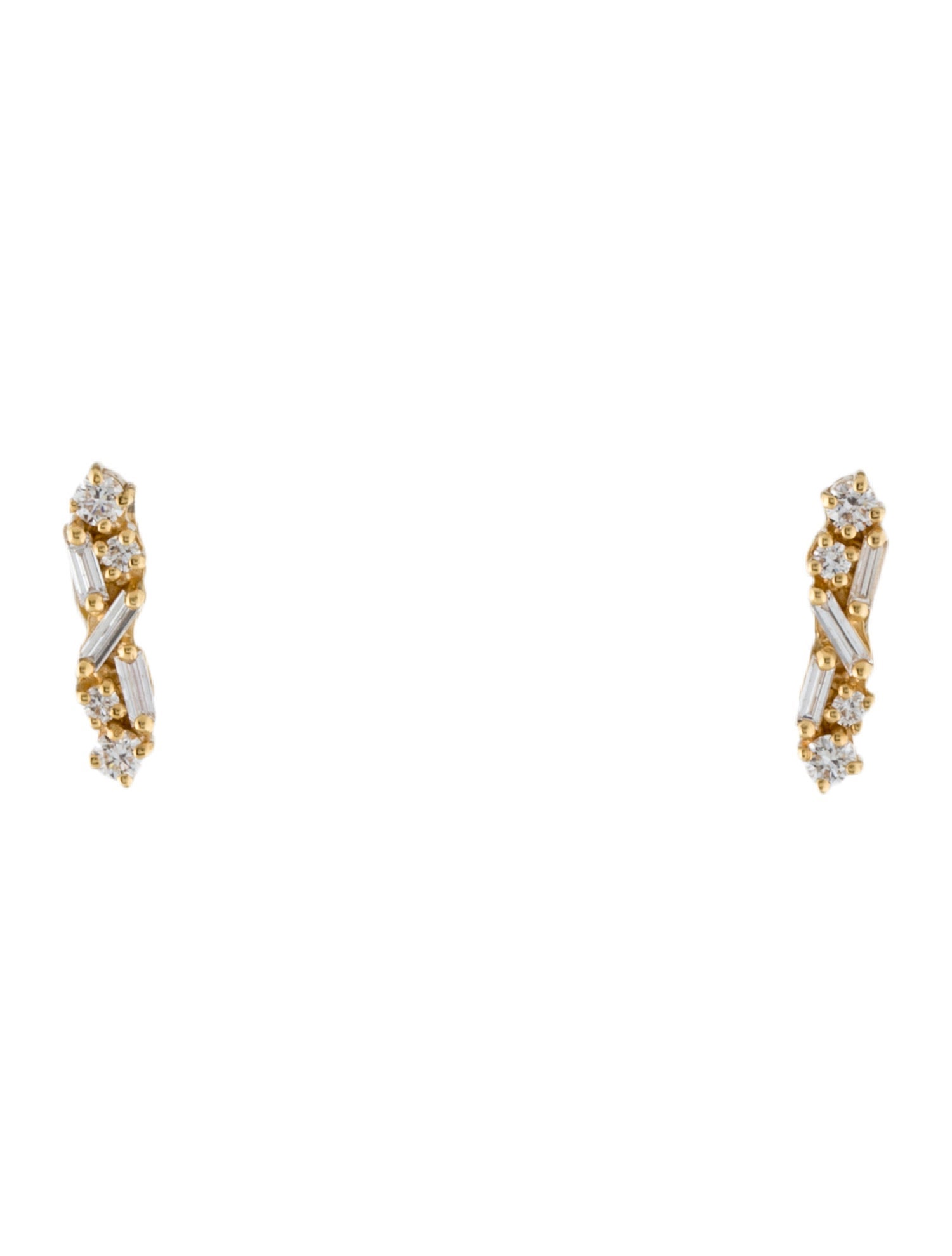 Suzanne Kalan 18K Diamond Cluster Bar Stud Earrings