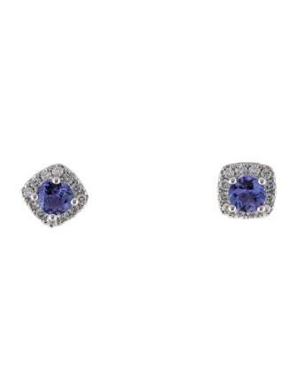 Earrings 14K Tanzanite & Diamond Stud Earrings