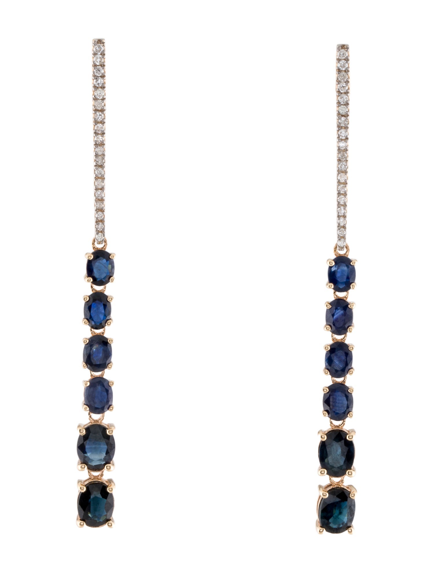 Earrings 14K 2.94ctw Sapphire & Diamond Drop Earrings