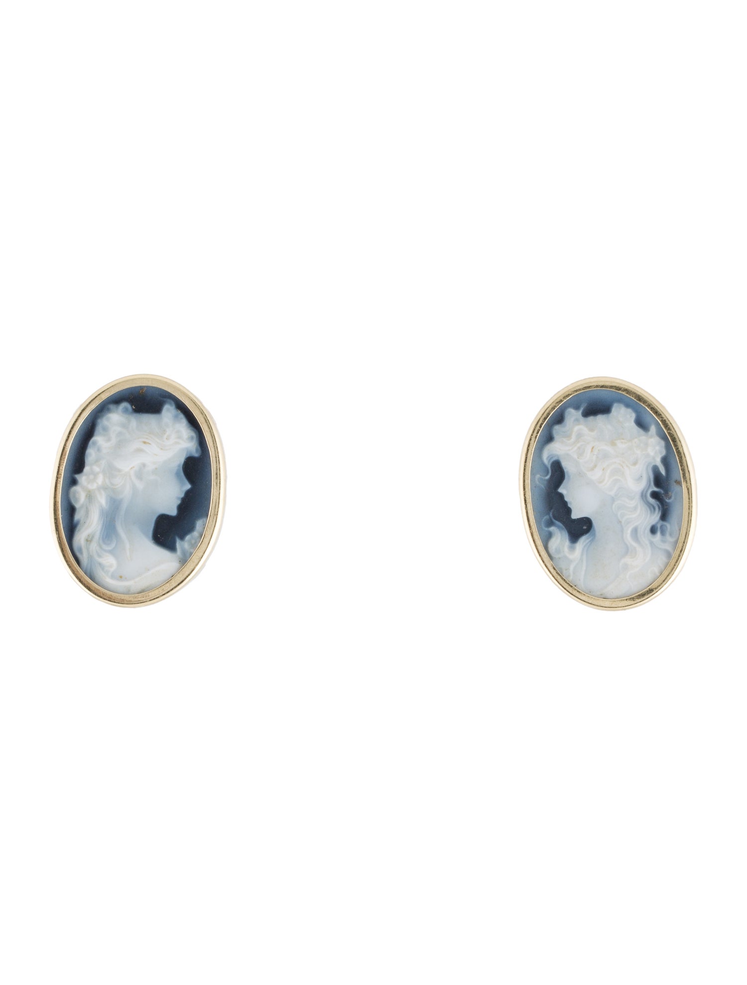 Earrings 14K Onyx Cameo Earclip Earrings