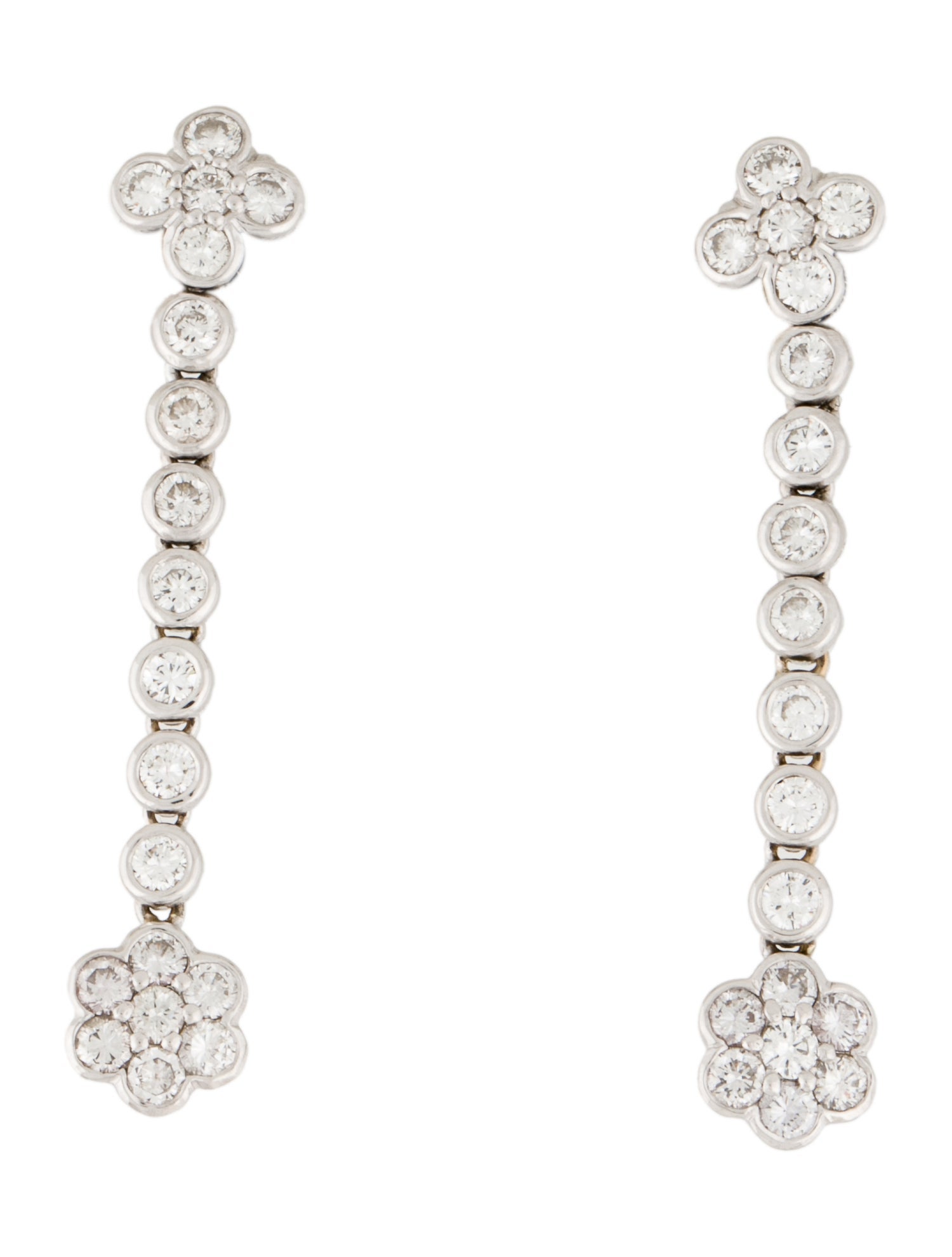 Earrings 18K 2.62ctw Diamond Flower Drop