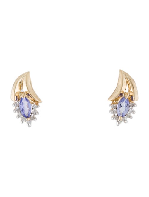 Earrings 14K Tanzanite & Diamond Stud Earrings