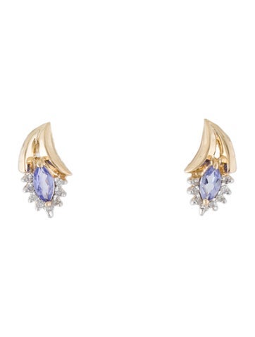 Earrings Stud 14K Tanzanite & Diamond