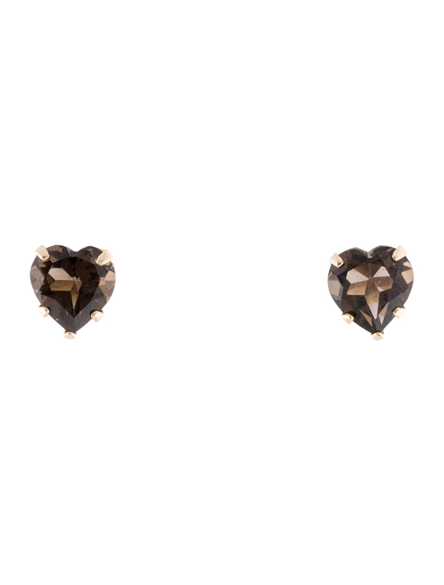 Earrings 14K 2.48ctw Smoky Quartz Heart Stud Earrings