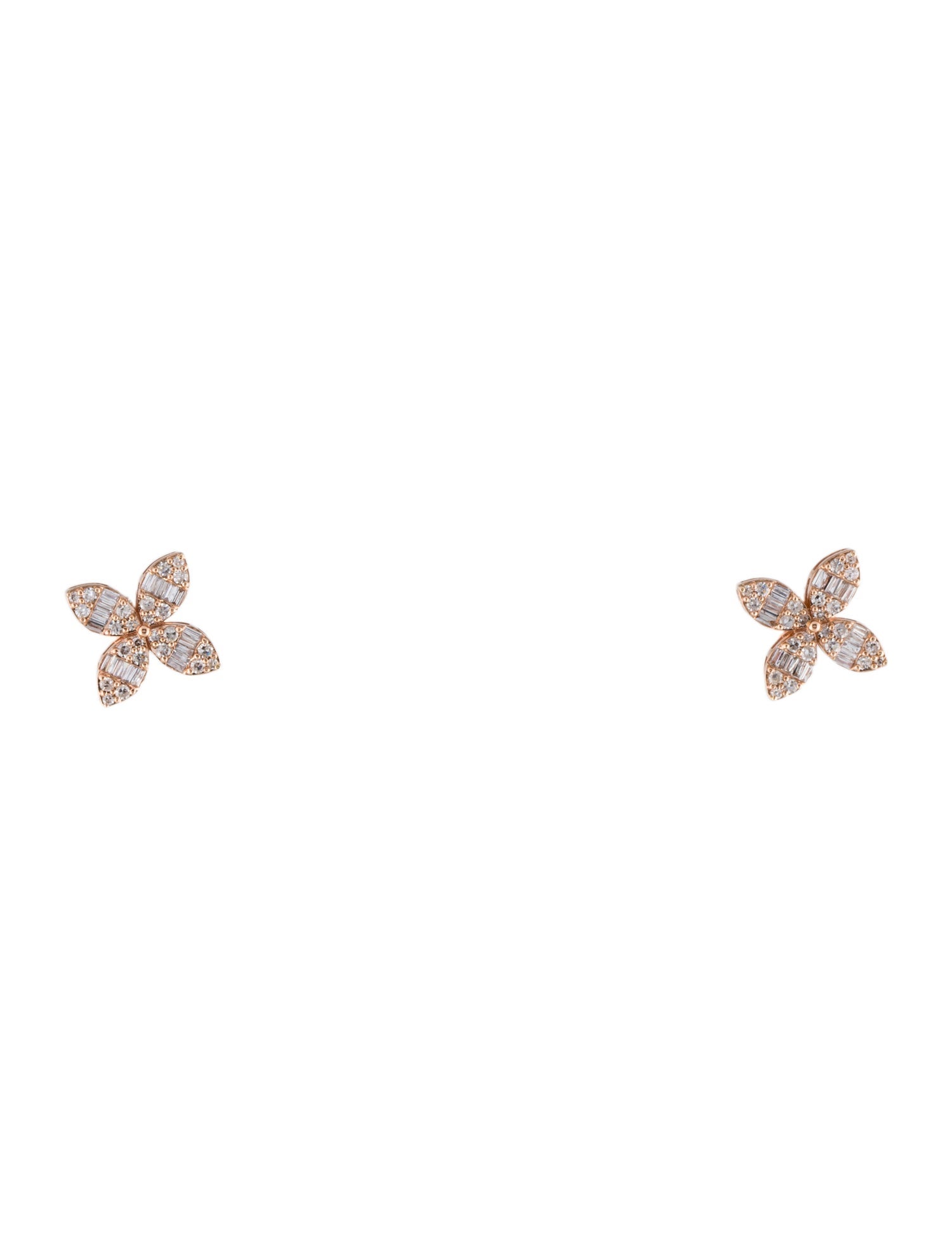 Earrings 14K Diamond Flower Stud Earrings
