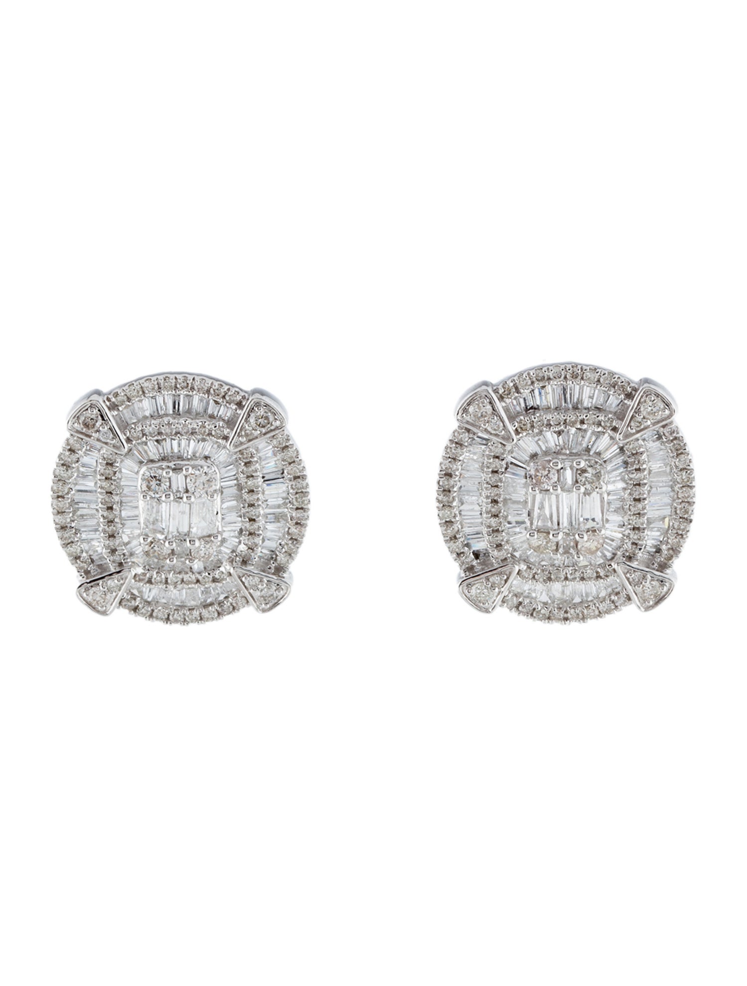 Earrings 14K 1.80ctw Diamond Cluster Earclips
