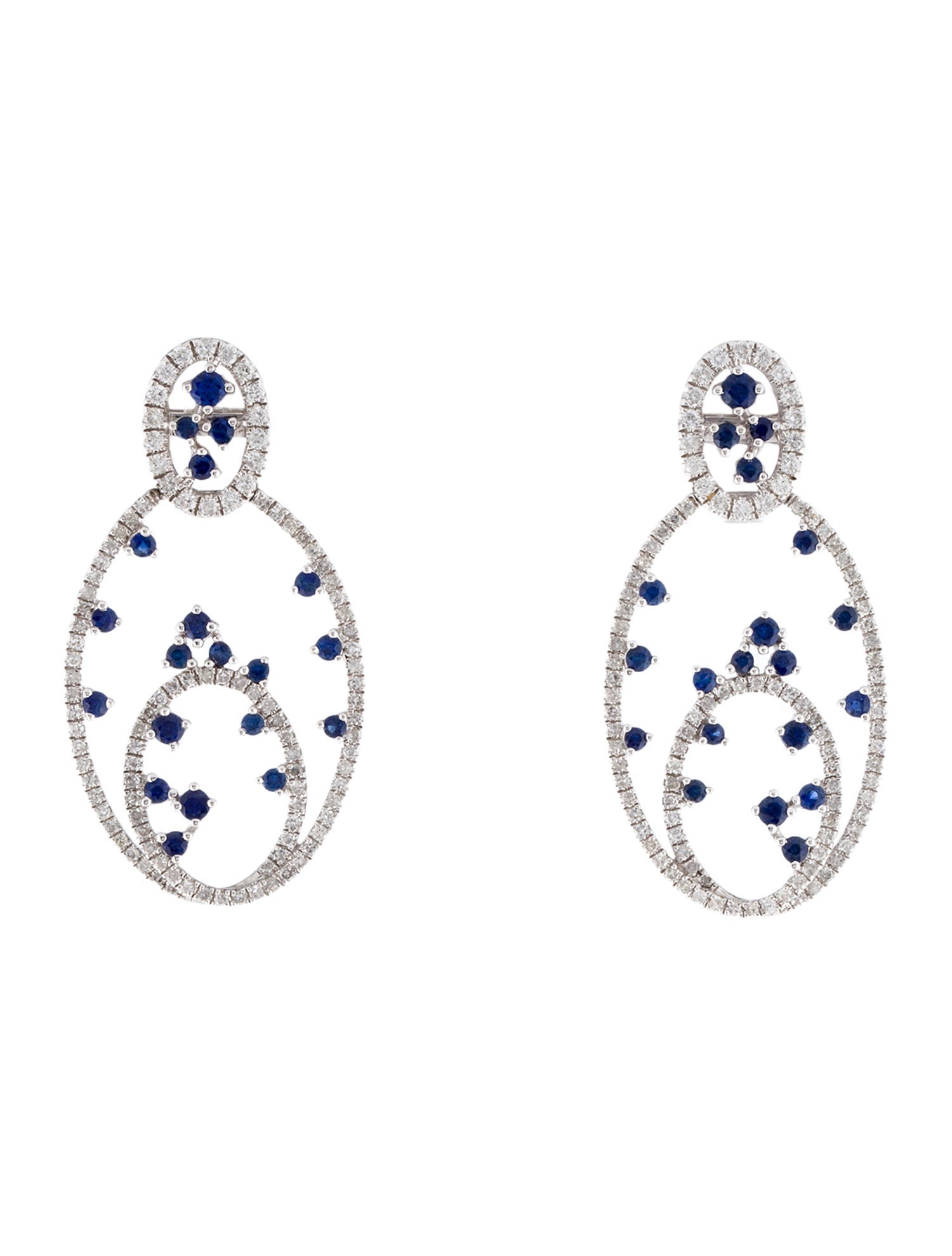 Earrings 14K 1.00ctw Sapphire & Diamond Drop