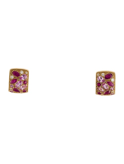 Earrings 14K Ruby, Sapphire & Diamond Earclips