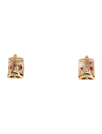 Earrings 14K Ruby, Sapphire & Diamond Earclips