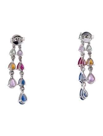Earrings 14K Sapphire, Ruby & Diamond Drop Earrings