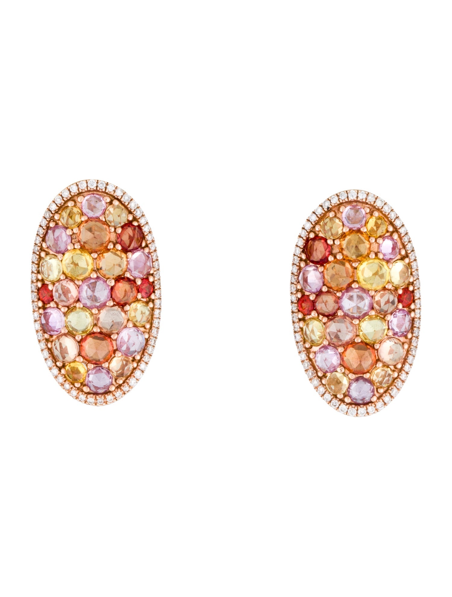 Earrings 14K Sapphire & Diamond Oval Earclip Earrings