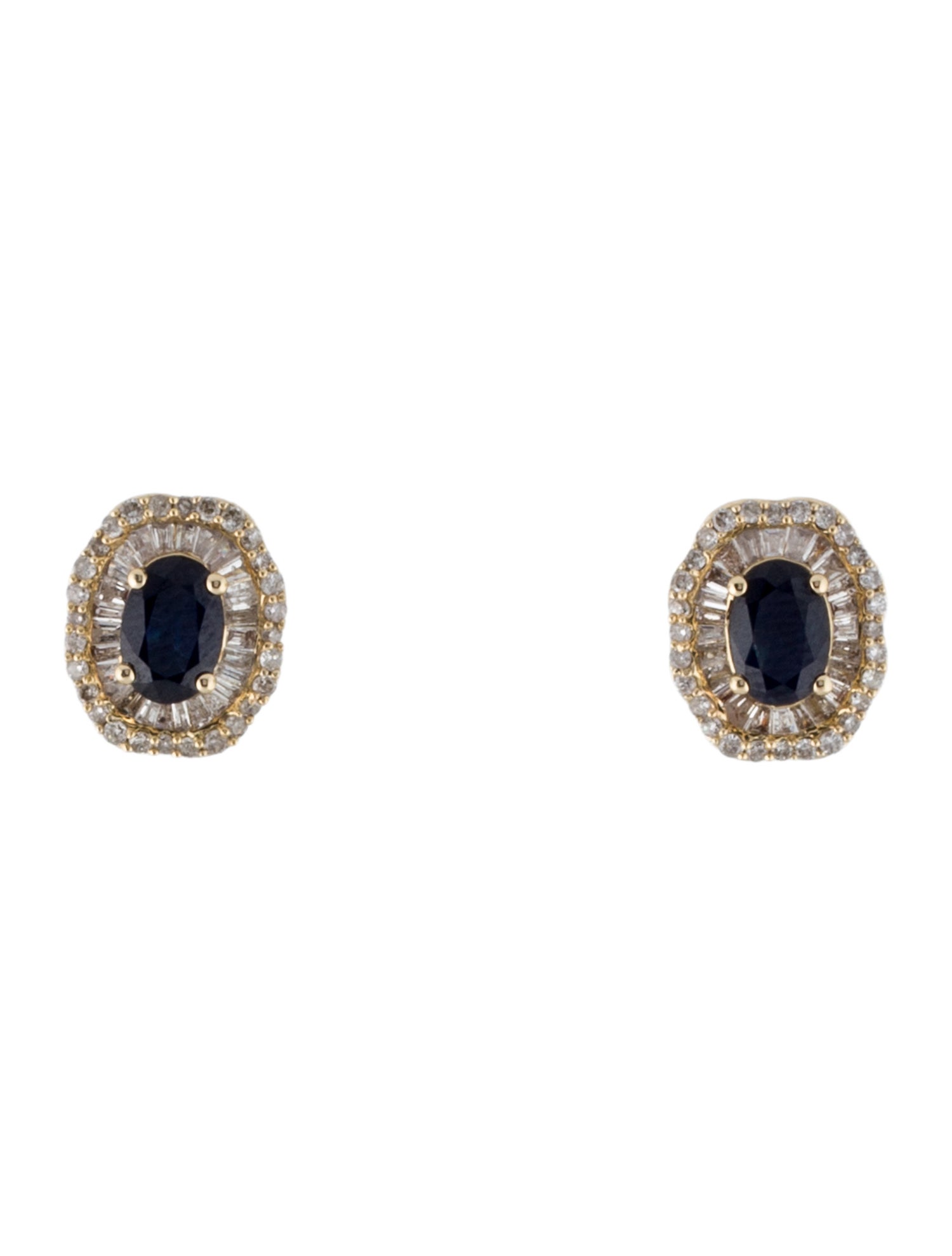 Earrings 14K Sapphire & Diamond Stud Earrings