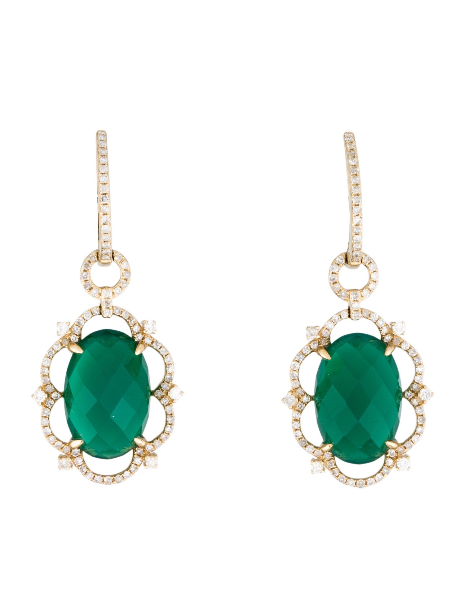 Earrings 14K Dyed Chalcedony & Diamond Drop Earrings