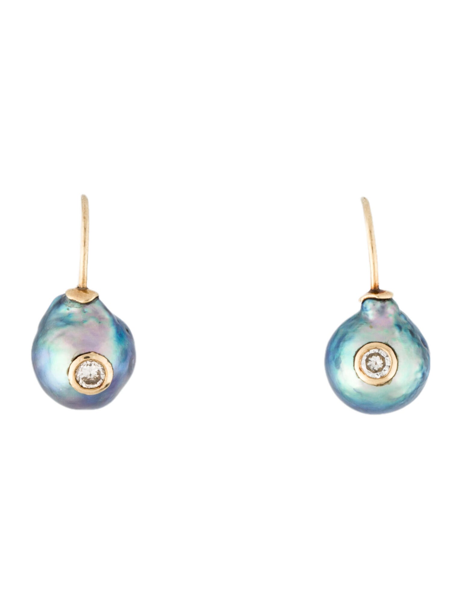 Earrings 14K Pearl & Diamond Drop Earrings