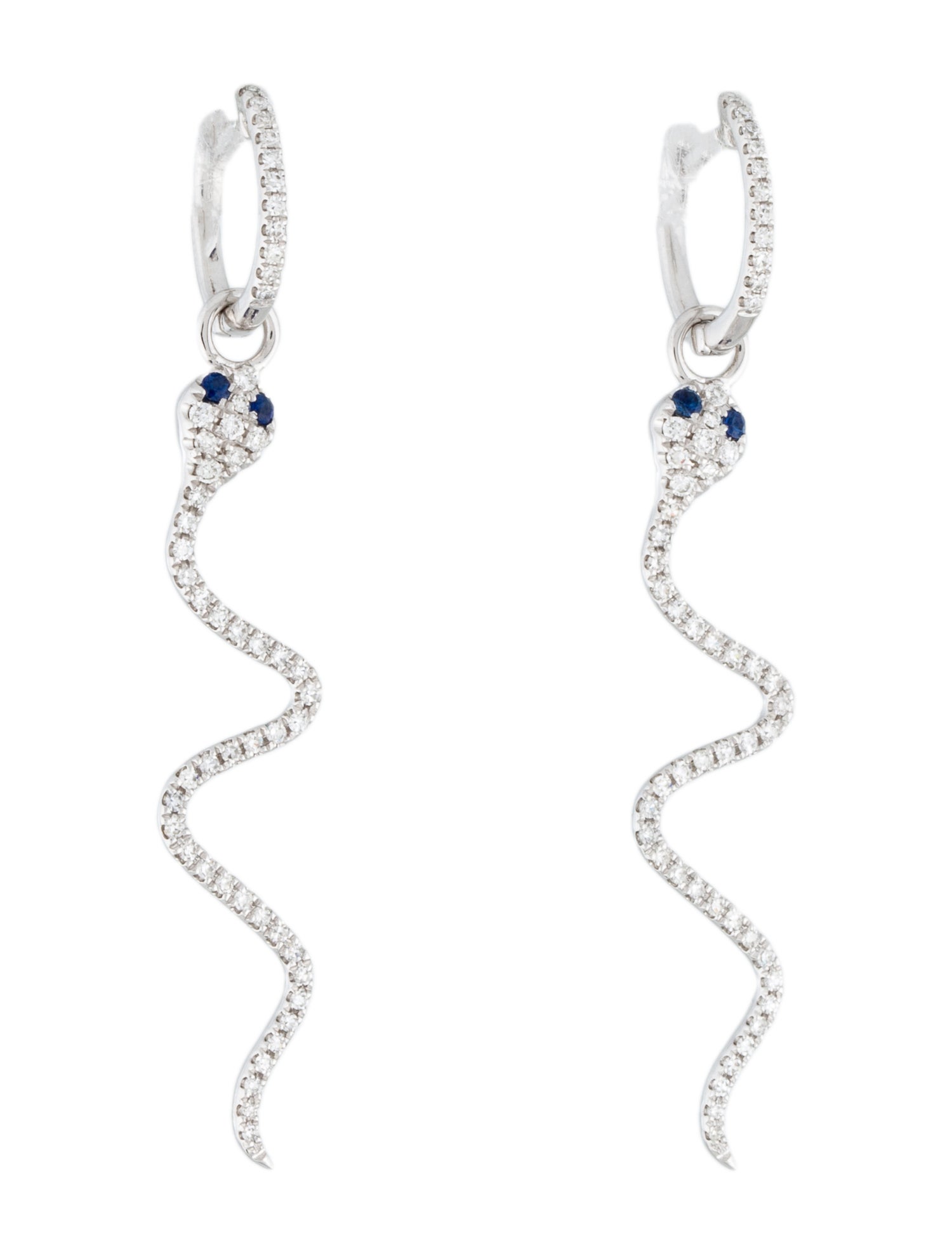 Earrings 14K Sapphire & Diamond Snake Drop