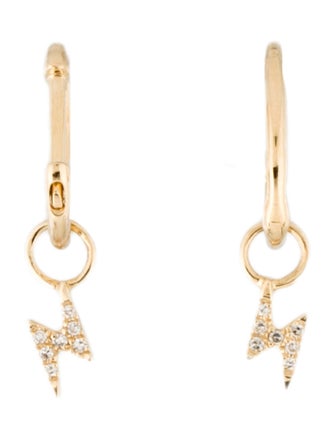 Earrings 14K Diamond Lighting Bolt Huggie Drop
