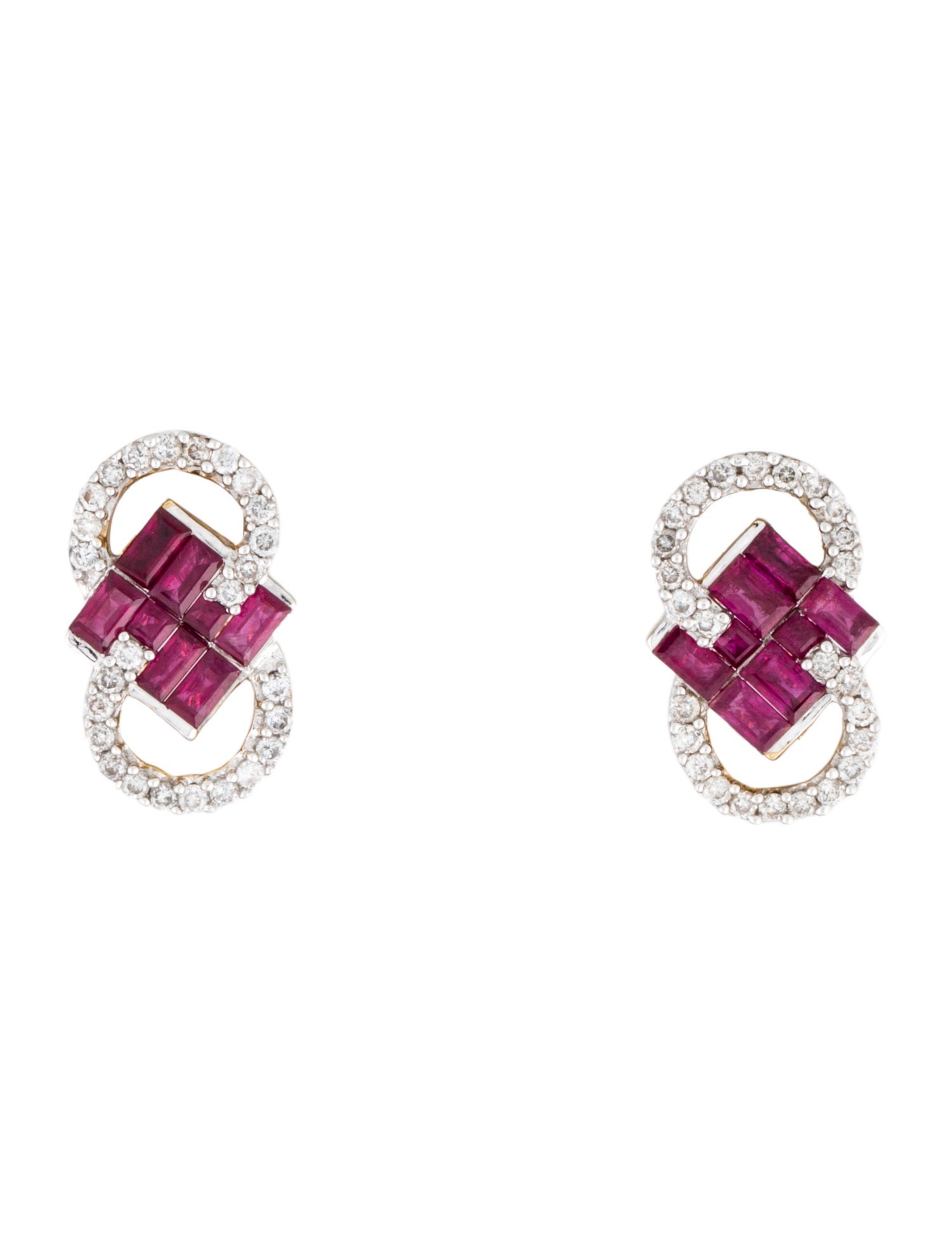 Earrings 14K Ruby & Diamond Drop Earrings