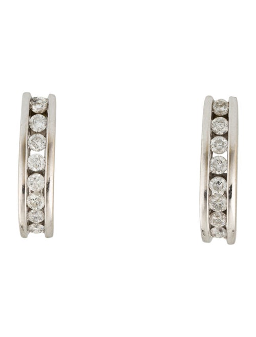 Earrings 14K Diamond J Hoop Earrings