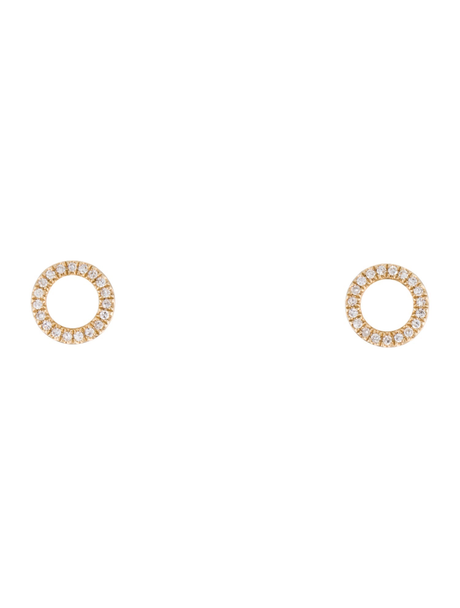 Earrings 14K Diamond Open Circle Stud Earrings