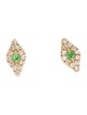 Earrings 14K Tsavorite Garnet & Diamond Tiny Evil Eye Stud Earrings