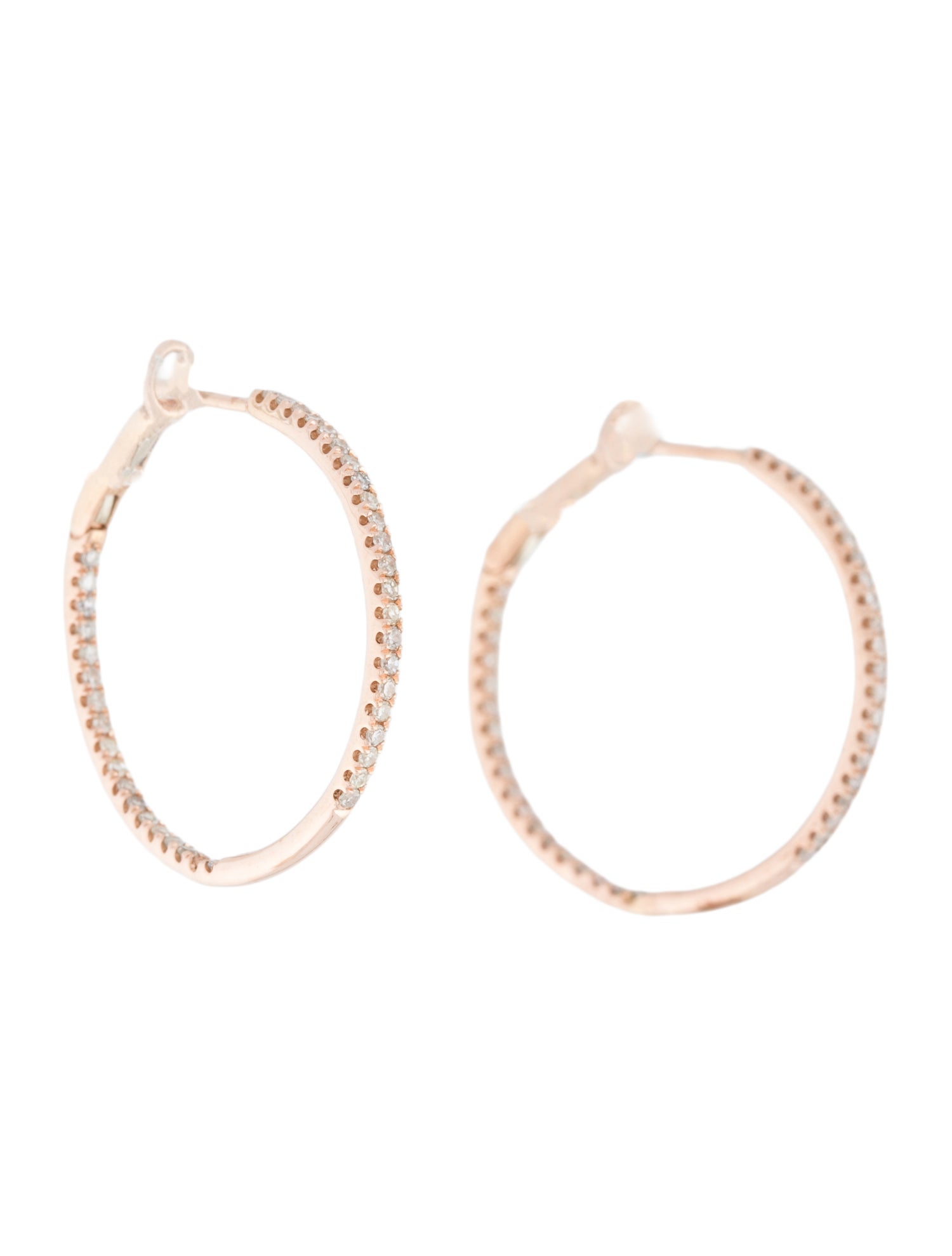 Earrings 14K Diamond Inside/Outside Hoop Earrings